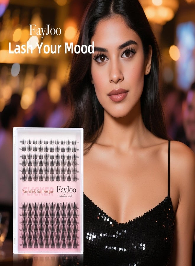 FayJoo Spiky Fairy Lash Clusters with Ultra-Thin 0.05mm Invisible Band, 8-18mm Manga and Wet-Look Lashes, WideSpan DIY Eyelash Extensions, C Curl, 120 Clusters, Beginner Friendly, FayJoo FLICKER 11 Lash Only - Image 4